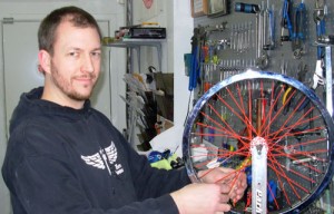 Jason Franz sells and repairs bikes and boards in his youth-friendly shop.     