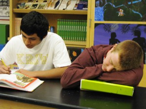 Not getting enough sleep can cause high school students feel tired and fall asleep at school .  