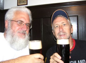 Peter Hauck and Steve Ritchie raise a glass in a German brewery.