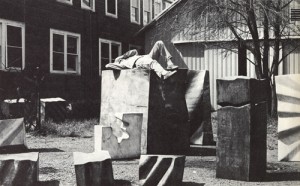 Bruce West sculpture at Mt. Angel College, 1970s.