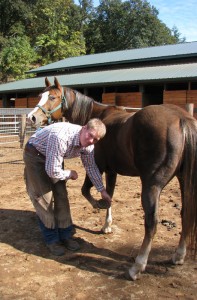 Mark Dietrich, with Buddy, has found a careeer as a  farrier suits his talents and love of the outdoors.   