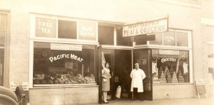 Henry Saalfeld, an immigrant from Germany, came to Mount Angel to farm – but when he decided he didn’t didn’t enjoy farming he began business as Saalfeld’s Meat and Grocery on Main Street. The business backs to the property where the Saalfeld home is located. Today the building is occupied by Clem Butsch Insurance.       