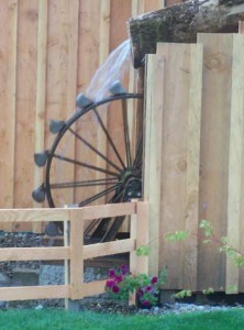 The new water wheel at the park.