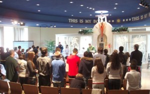 Students worship in the Fr. Bernard Youth Center chapel.