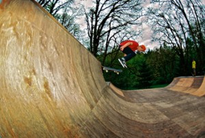 Adam Phillips of Silverton performs a “Nollie Big Spin” at the home of a skateboarding enthusiast.