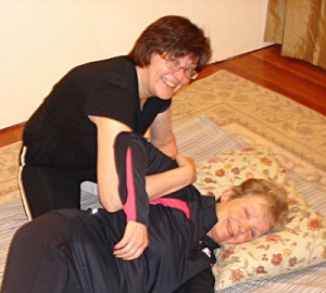 Marie Jackson demonstrates Thai Massage.