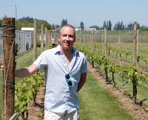 Jason Hanson in his family’s vineyard.