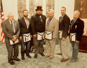 Silverton Masons John Lalicker, James Voss, Dustin Baker, Norman Griffin, Jason Tate and Ken Mead invite the community to the October celebrations for their lodge’s 145th anniversary.