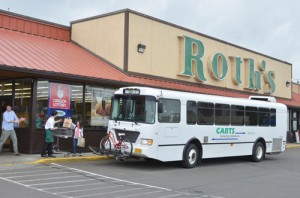 The CARTS bus has regular morning and afternoon stops at both Roth’s and the Westfield Shopping Center. Photo by Brenna Wiegand