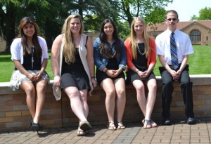 Kennedy High valedictorians and salutatorians Cheyla Moranchel, Phoebe Hill, Jenna Bochsler, Emily Schmidt and Brent Lang. 