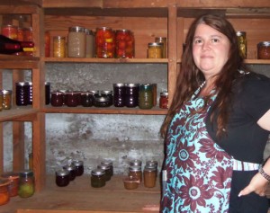 Tasha Huebner in her jam cellar. She says it’s a refuge for friends from the zombie apocalypse.