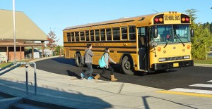 The middle school parking lot has been redesigned to provide a school bus lane for easy loading.