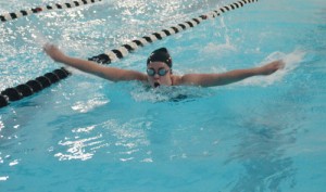 Silverton senior Lindsey Orr competing in the butterfly. Photo by Kristine Thomas