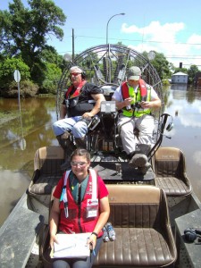 Kirsten Barnes working with the Minnesota Dept. of Fish and Wildlife assessing flooding in Minot, N.D.