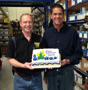 Carroll Ashenfelter and Eric Stroup celebrate Carroll’s retirement from NAPA after 49 years.