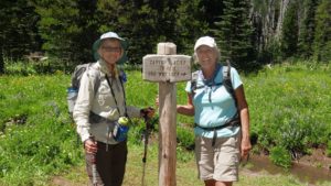 Linda Willnow and Mary Coleman hiking Canyon Creek Meadows