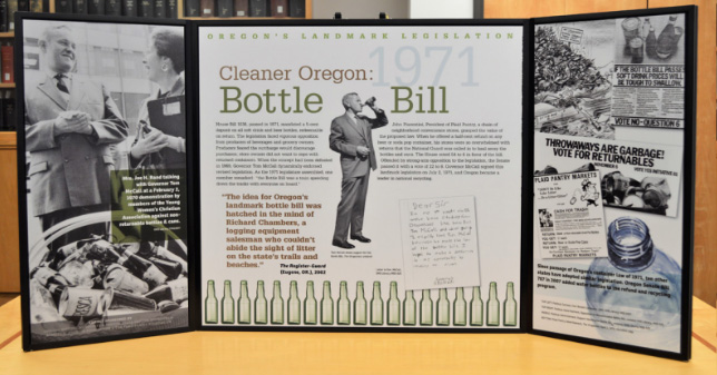 One of the exhibit panels for an Oregon Historical Society presentation on state legislative milestones. The exhibit will be available for viewing at the Brown House in Stayton July 23 and 29. Oregon Historical Society