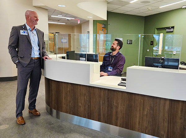 Legacy Silverton Medical Center President Joe Yoder, left, and James Berokoff, Legacy Health Senior Construction Manager, give a tour of the newly expanded Emergency Department.