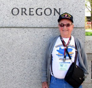 Vern Staley at the World War II Memorial in Washington, D.C. in April. His trip was part of the Honor Flight program for veterans. Photo by Amy Trotter Houston
