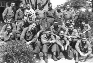 Vern Staley (middle row, dark hair, center) and his fellows in the 2nd Battalion, 274th Infantry, 70th Inf. Division – the Trailblazers.