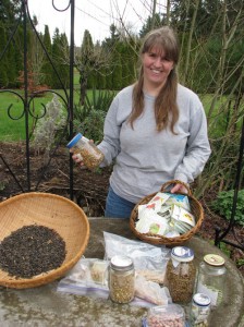 Pam Milliren invites people to Seedy Saturday to learn about heirloom seeds.
