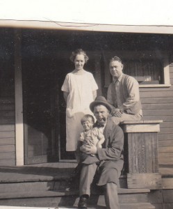 Little Dorothy Bennett and family members on the front porch in 1927.