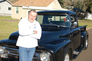 Wes Oster with his 1956 Ford F-100 truck. Oster has had the truck for 43 years, and has driven it to car shows across the country. Visit www.silvertonflywheels.org for information. 