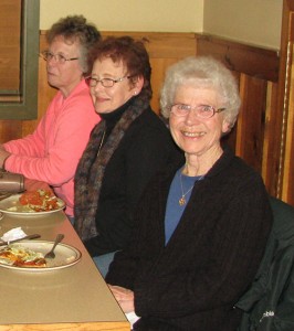 Meeting for dinner at Home Place, from left, Rosemary Smith, Regina Kleinschmit,  Donna Duker, Barbara Bochsler and Mount Angel’s 2013 Volunteer of the Year Thelma Bourbonnais.