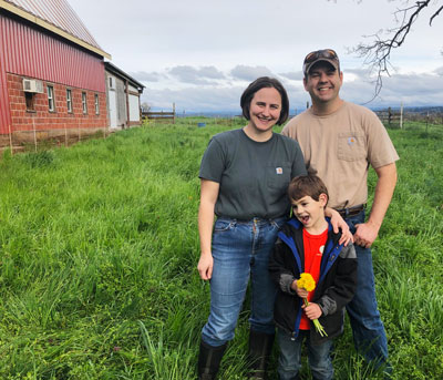 Patty, John and Mike Kloft on their farm, Lonely Lane Farms – courtesy of Evelyn Shoop.