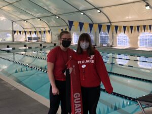 Lifeguards Catherine Hyde and Kate Fronza are among many Silverton High School students making up the YMCA staff. The Y is always looking for kids who love water to join the program. 