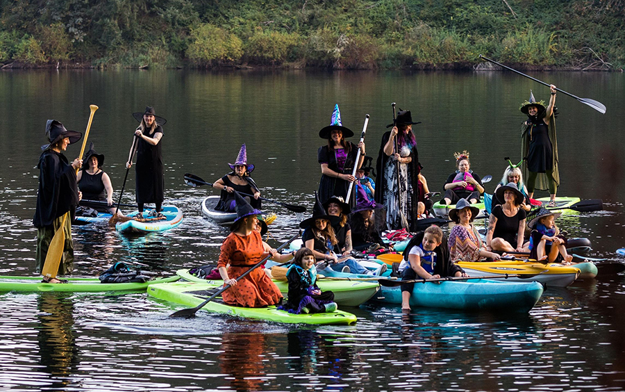 The Friday flotilla of witches on the Silverton Reservoir.  