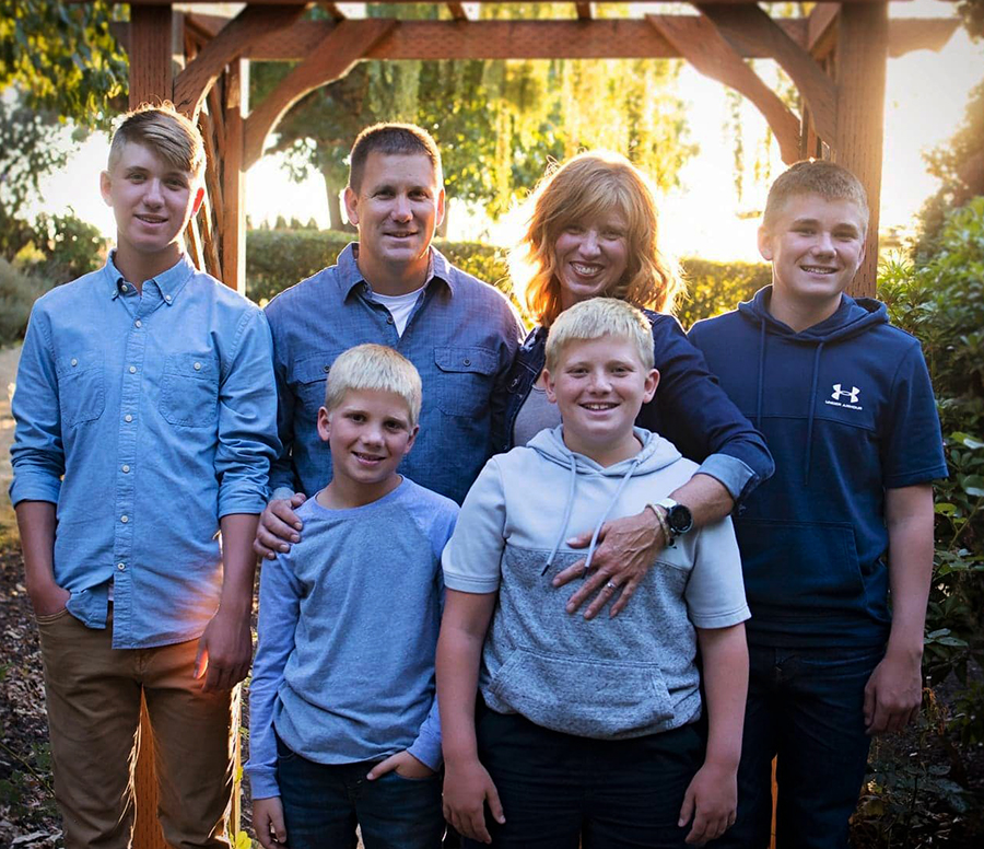 Paul and Krista Kuenzi and their four sons: Zach, Landon, Griffin and Brody.