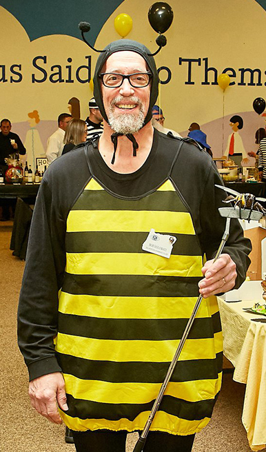 Silvertonian, Bob Holowati, buzzing with enthusiasm at the 2019 spelling bee. The fundraiser, supporting Dolly Parton Imagination Library programs in Silverton, returns in 2023 as a trivia bee.   Courtesy Silverton Kiwanis
