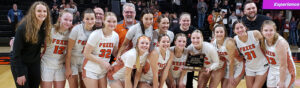 The Silverton girls basketball squad is shown after finishing fourth at the Class 5A tournament Friday, Mach 10, at Gill Coliseum in Corvallis. The Foxes downed Rex Putnam, 40-34, on Friday to capture 4th place.  James Day