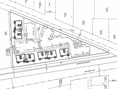A view of plans for a 28-unit apartment complex on the former Wilco site, wedged between South Main Street and Highway 214. Submitted Image