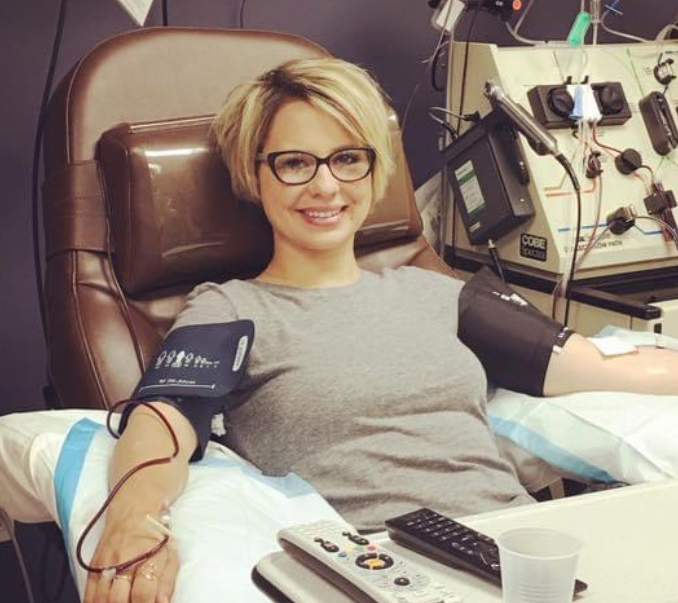 Sarah Sampson, owner of Wild Dandelion, donating bone marrow to a young boy with cancer -- submitted photo