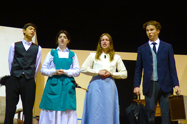 Chesterton Academy cast members rehearsing for Mary Poppins. Melissa Wagoner