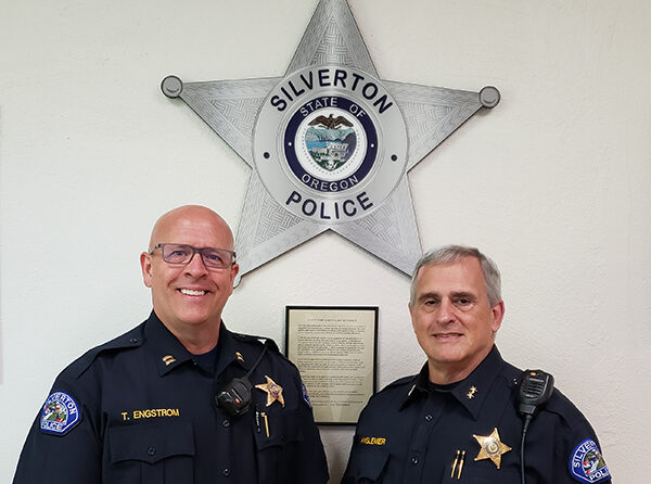 Capt. Todd Engstrom, left, is taking over for Jim Anglemier as chief of the Silverton Police Department. A retirement party for Angliemier is set for May 17. James Day