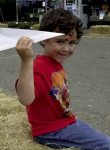 Bradley Garcia, 6, of Scotts Mills participated in the paper airplane contest.       
