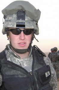 Staff Sergeant Jason Krawczyk in full gear on a photo assignment in Iraq.